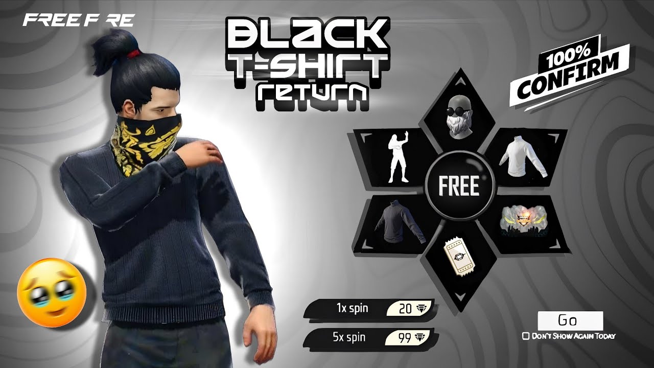 Free Fire Black T Shirt Return Event